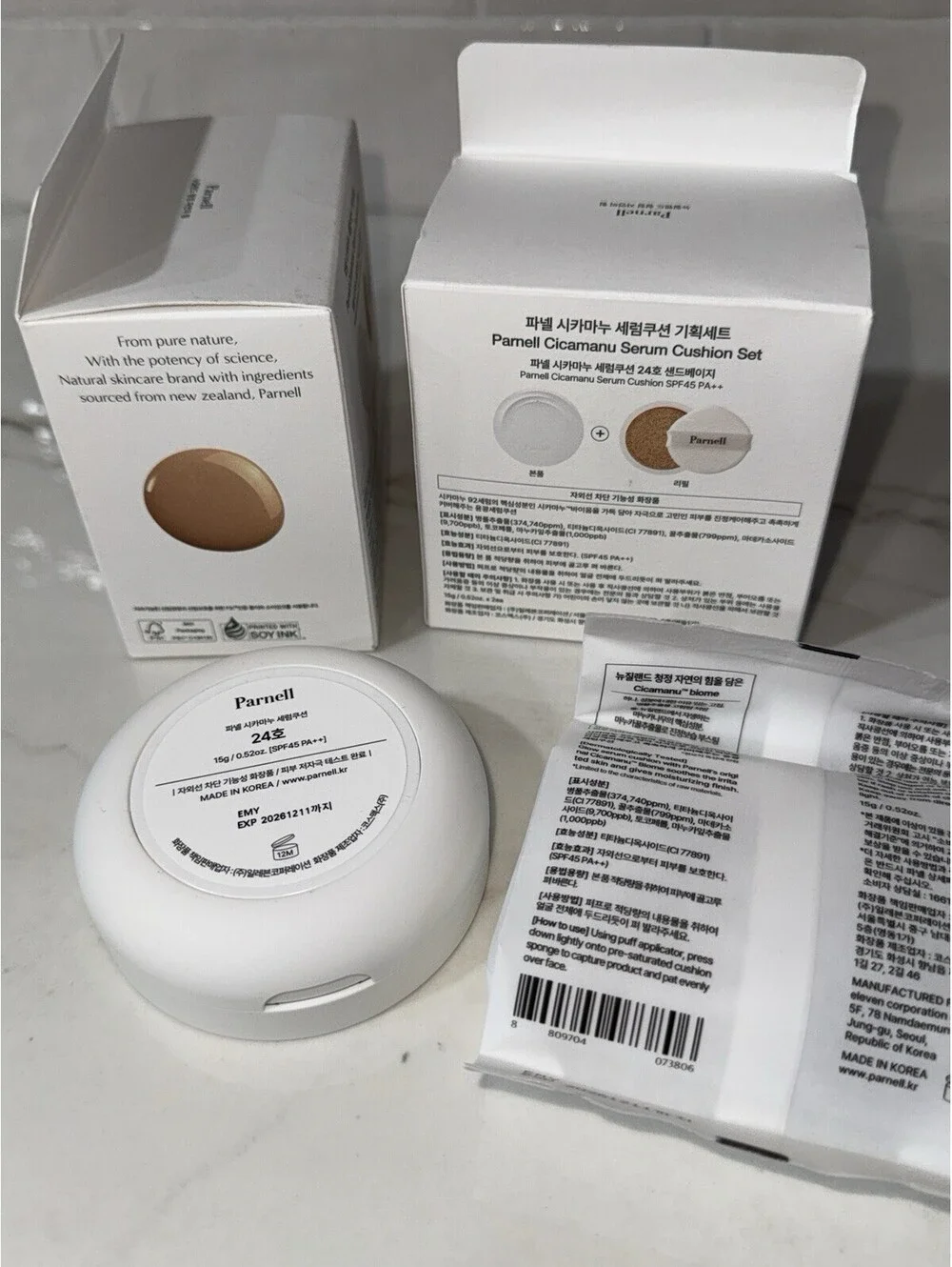 2 PARNELL Cicamanu Serum Cushion 15g + Refill 15g SPF45/PA++ #24 Sand Beige